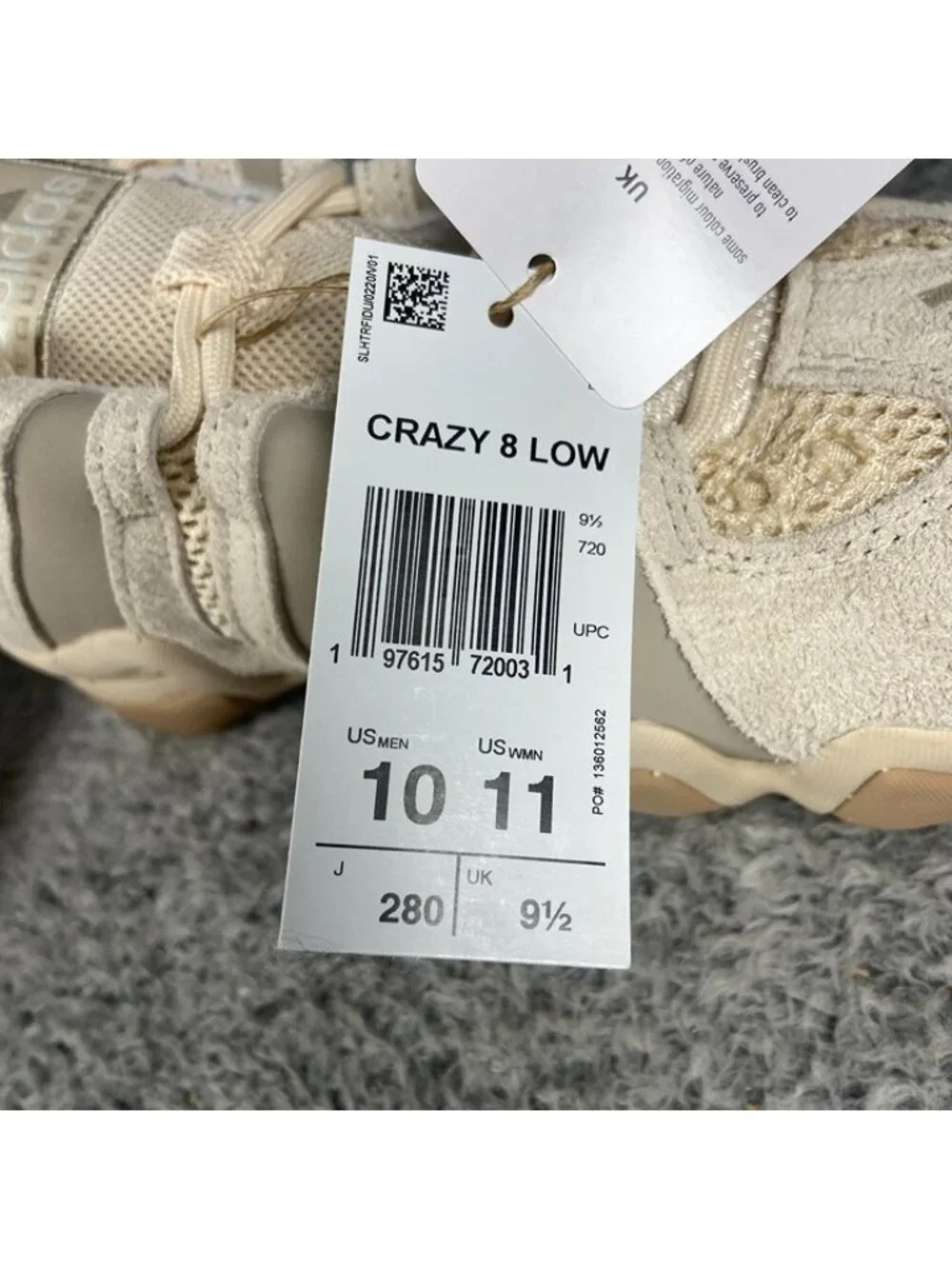 Adidas Crazy 8 Low Newport Beach Size 10 Men Halo Ivory Sandstone JI0339